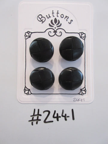 #2441 Lot of 4 Black Plastic Leather Look Buttons