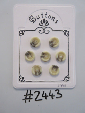 #2443 Lot of 7 Cream with Black & Brown Swirl Buttons