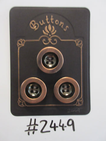 #2449 Lot of 3 Copper Colour Metal Buttons