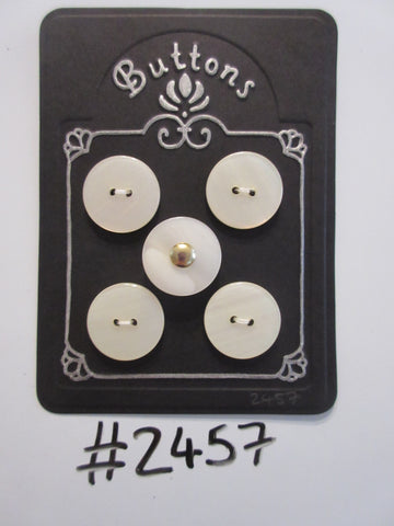 #2457 Lot of 5 Cream Pearlescent Buttons