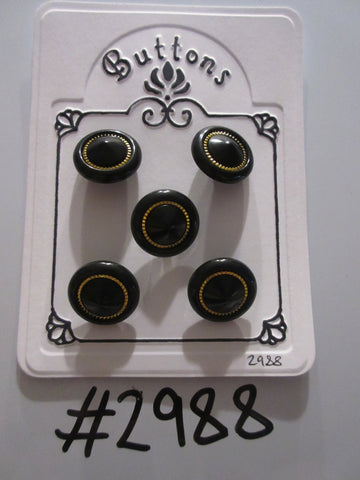 #2988 Lot of 5 Black & Gold Colour Buttons