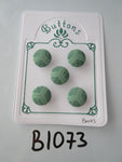B1073 Lot of 5 Handmade Green Geometric Print Fabric Covered Buttons