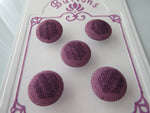 B1075 Lot of 5 Handmade Purple Hexagon Geometric Print Fabric Covered Buttons