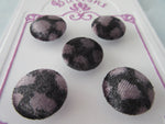 B1076 Lot of 5 Handmade Black & Purple Velour Feel Fabric Covered Buttons