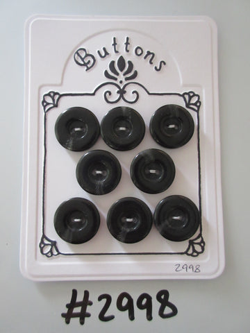 #2998 Lot of 8 Shiny Black with Grey Streak Buttons