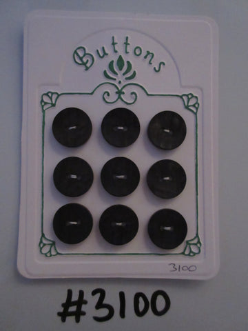 #3100 Lot of 9 Dark Green Ridged Effect Buttons