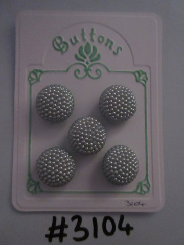 #3104 Lot of 5 Mint Green & Silver Colour Bobble Effect Buttons