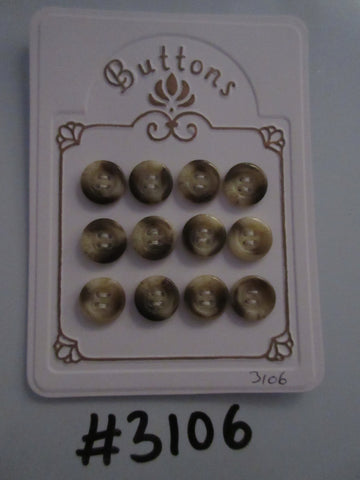 #3106 Lot of 12 Beige / Brown Buttons