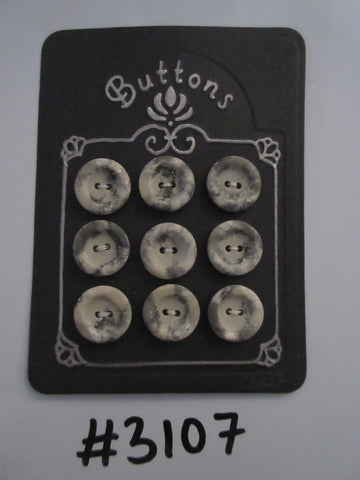 #3107 Lot of 9 Grey Mottled / Marbled Buttons