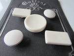 #3119 Lot of 5 White Geometric Shape Buttons