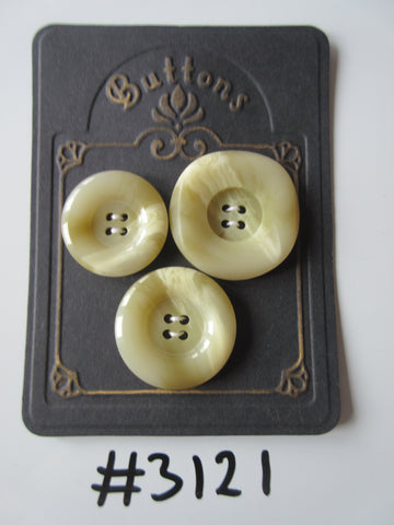 #3121 Lot of 3 Cream, Pale Brown Swirl Buttons