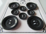 #3122 Lot of 8 Dark Grey Dish Shape Buttons