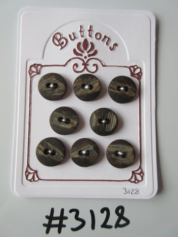#3128 Lot of 8 Scored Brown Buttons
