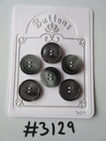 #3129 Lot of 6 Black / Grey Buttons