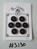 #3130 Lot of 7 Shiny Black Textured Edge Buttons