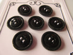#3130 Lot of 7 Shiny Black Textured Edge Buttons