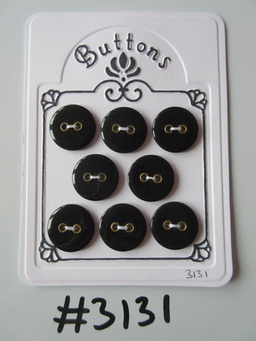 #3131 Lot of 8 Shiny Black with Gold Colour Accent Buttons
