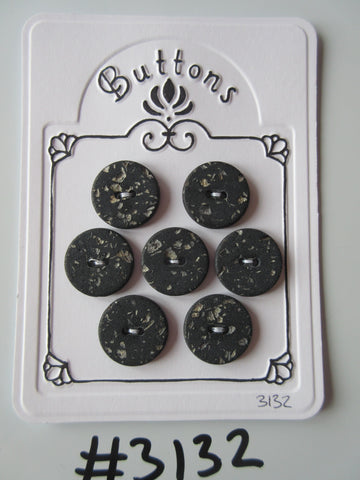 #3132 Lot of 7 Flecked Black Buttons
