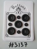 #3137 Lot of 9 Matt Black Buttons