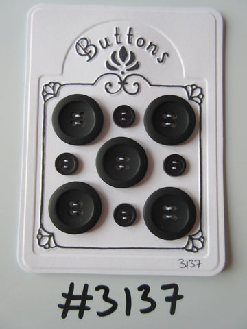 #3137 Lot of 9 Matt Black Buttons