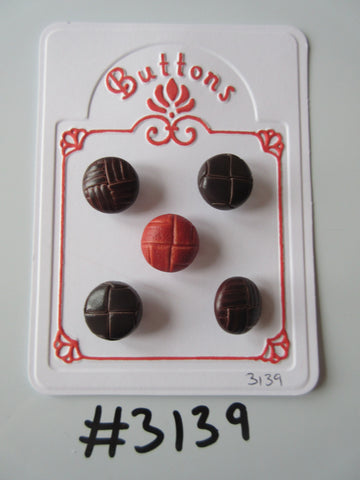 #3139 Lot of 5 Brown, Orange Leather Effect Buttons