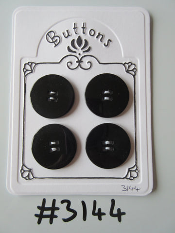 #3144 Lot of 4 Large Shiny Black Buttons