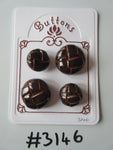 #3146 Lot of 4 Shiny Brown Football Buttons