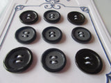 #3154 Lot of 9 Dark Navy Blue Buttons