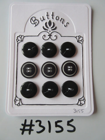 #3155 Lot of 9 Black & White Buttons