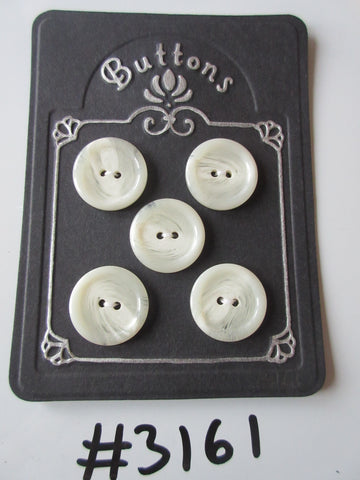 #3161 Lot of 5 White Swirl Buttons