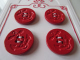 #3165 Lot of 4 Red Anchor Detail Buttons