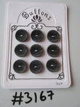 #3167 Lot of 9 Dark Grey / Black Buttons