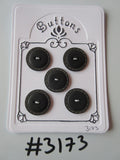 #3173 Lot of 5 Black Stitched Line Buttons