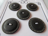 #3173 Lot of 5 Black Stitched Line Buttons