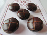 #3181 Lot of 5 Brown Leather Effect Football Buttons