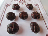 #3184 Lot of 7 Brown Leather Effect Football Buttons