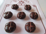 #3185 Lot of 7 Brown Leather Effect Football Buttons