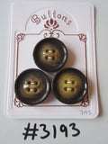 #3193 Lot of 3 Large Brown Swirl Buttons