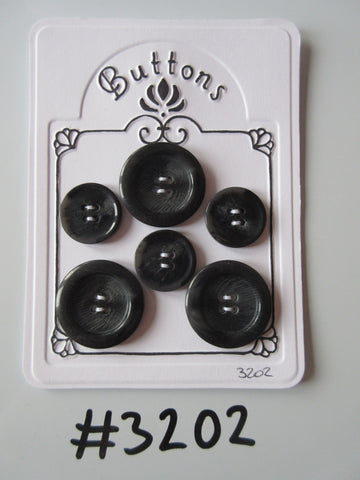 #3202 Lot of 6 Dark Grey Swirl Buttons