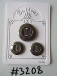 #3208 Lot of 3 Pewter Colour Buttons