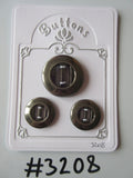 #3208 Lot of 3 Pewter Colour Buttons