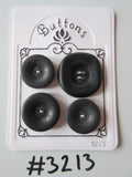 #3213 Lot of 4 Large Black with Grey Swirl Buttons