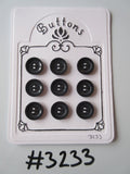 #3233 Lot of 9 Black Buttons