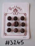 #3245 Lot of 9 Brown Leather Look Football Buttons