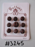 #3245 Lot of 9 Brown Leather Look Football Buttons