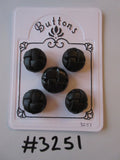#3251 Lot of 5 Black Leather Effect Football Buttons