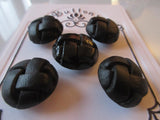 #3251 Lot of 5 Black Leather Effect Football Buttons