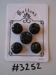 #3252 Lot of 5 Shiny Black Leather Effect Football Buttons