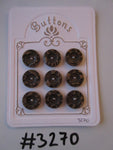 #3270 Lot of 9 Brown Textured Edge Buttons